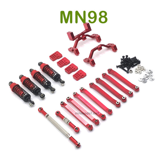 Upgrade MN MODEL MN98 RC Car parts Shock absorber and Connect Rod red