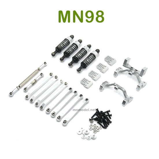 Upgrade MN MODEL MN98 RC Car parts Shock absorber and Connect Rod silver