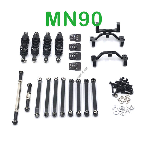 Upgrade Parts Of MN MODEL MN90 RC Car Shock absorber and Connect Rod black