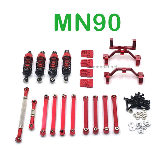 Upgrade Parts Of MN MODEL MN90 RC Car Shock absorber and Connect Rod red