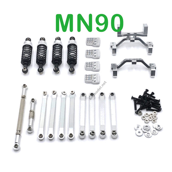 Upgrade Parts Of MN MODEL MN90 RC Car Shock absorber and Connect Rod silver