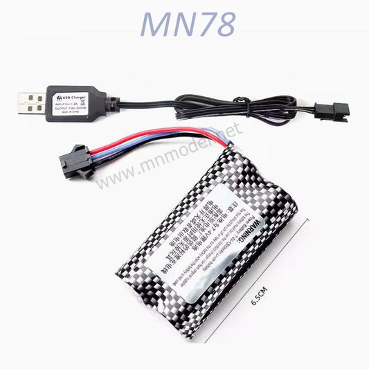 MN MODEL MN78 1/12 RC Car parts 7.4V 1200mAh Battery SM3P Plug Chager