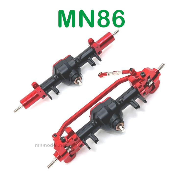 MN MODEL MN86 RC Car Upgrade parts Metal Front and Rear Axle Assembly red and black