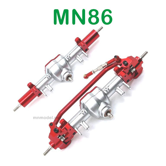 MN MODEL MN86 RC Car Upgrade parts Metal Front and Rear Axle Assembly silver and red