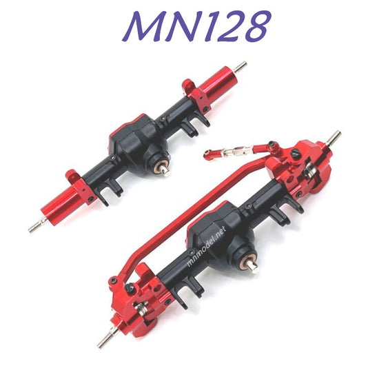 MN MODEL MN128 RC Car Upgrade part Metal Front and Rear Axle Assembly red black