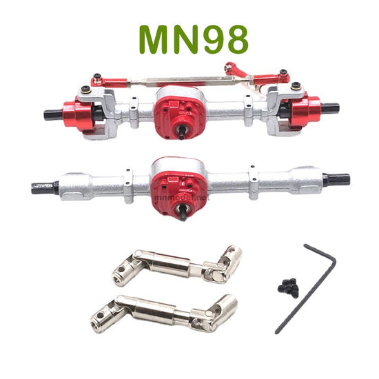 Upgrade MN MODEL MN98 RC Car parts Front and Rear Axle Assembly and Transmission Shaft silver