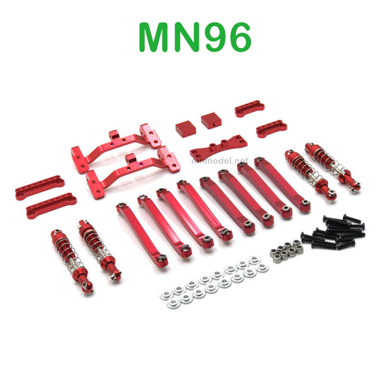 Upgrade parts of MN MODEL MN96 RC Car Connect Rod and Shocks red