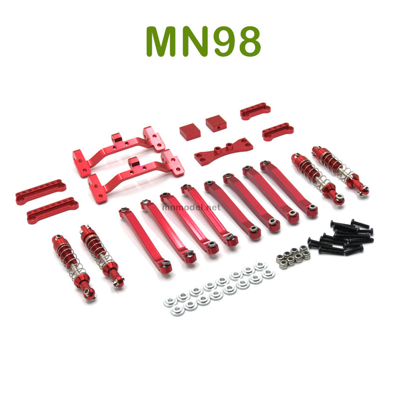 Upgrade MN MODEL MN98 RC Car parts Connect Rod and Shocks red