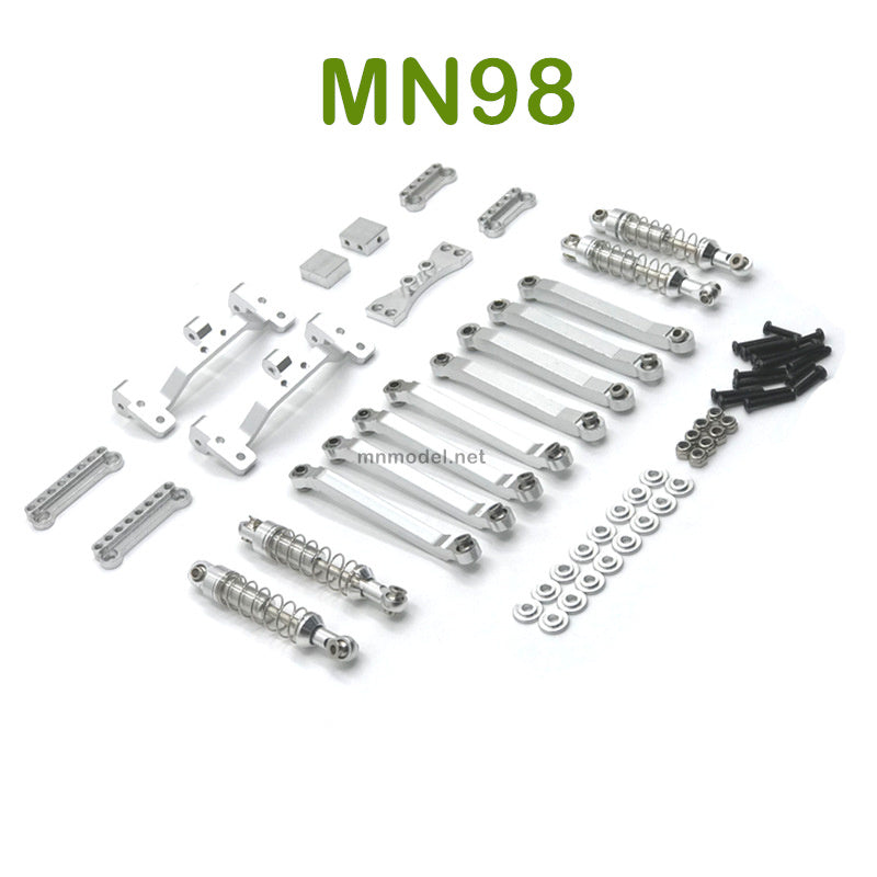 Upgrade MN MODEL MN98 RC Car parts Connect Rod and Shocks silver