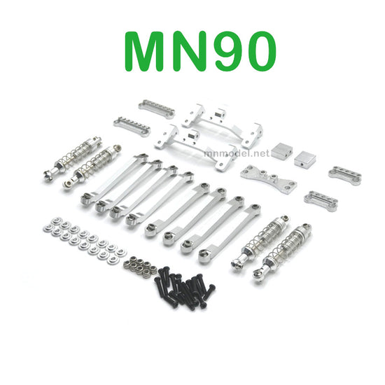 Upgrade Parts Of MN MODEL MN90 RC Car Connect Rod and Shocks silver