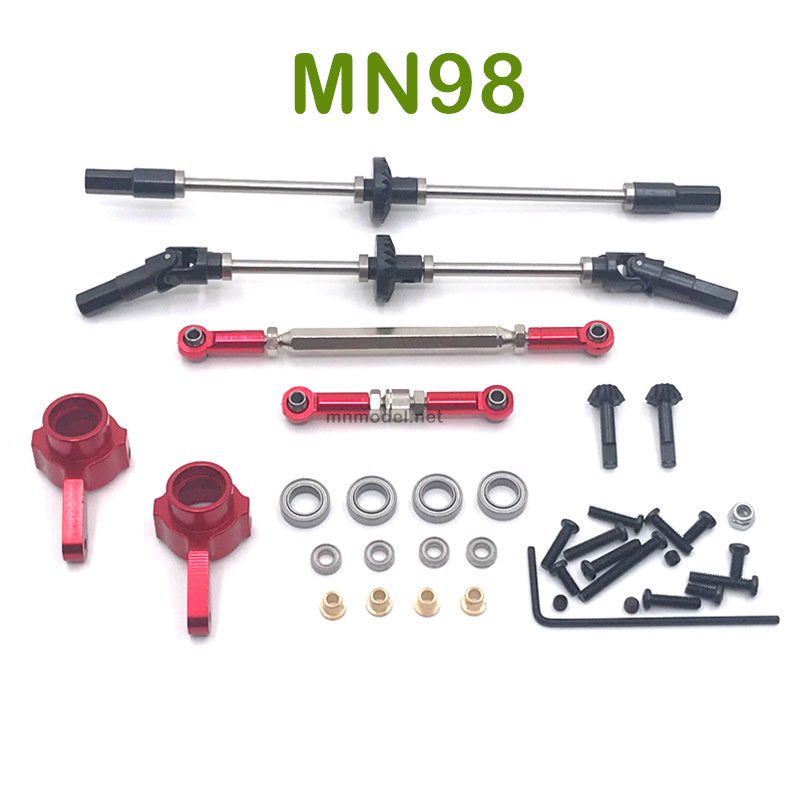 Upgrade MN MODEL MN98 RC Car parts Front and Rear Axle Assembly and Connect Rods RED