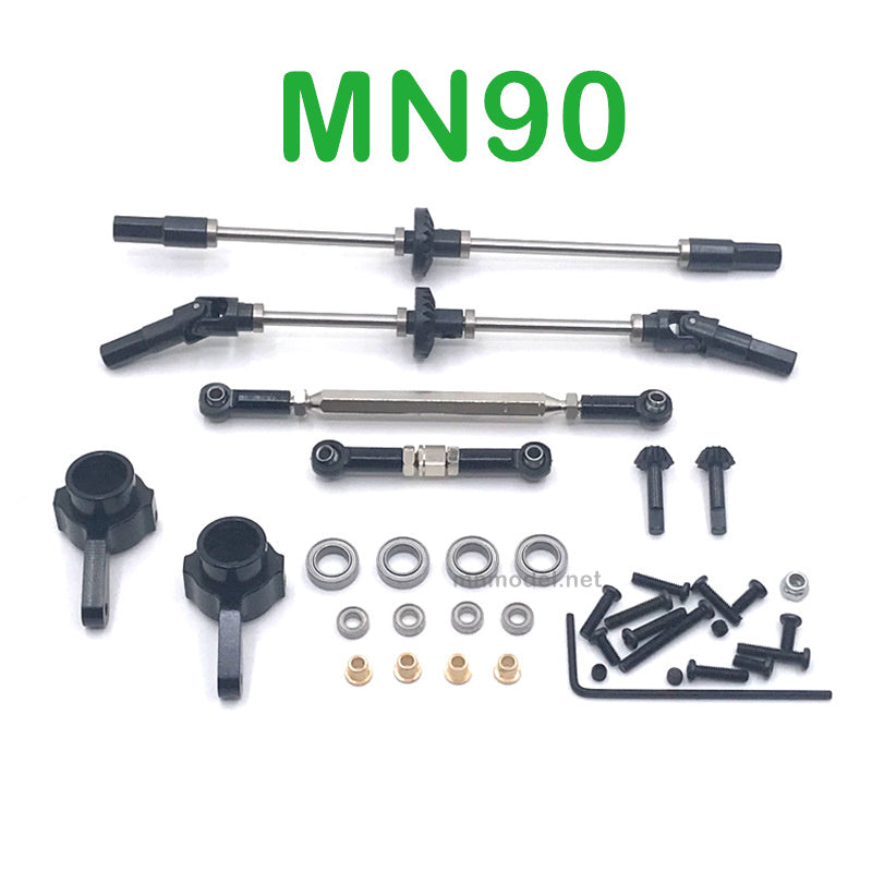 Upgrade Parts Of MN MODEL MN90 RC Car Front and Rear Axle Assembly and Connect Rods black