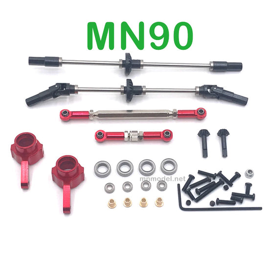 Upgrade Parts Of MN MODEL MN90 RC Car Front and Rear Axle Assembly and Connect Rods red