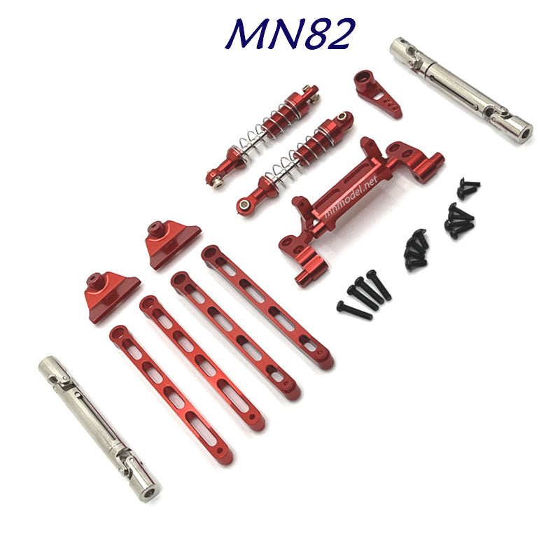 MN MODEL MN82 RC Car Upgrades Metal connect Rods and Shocks kit red