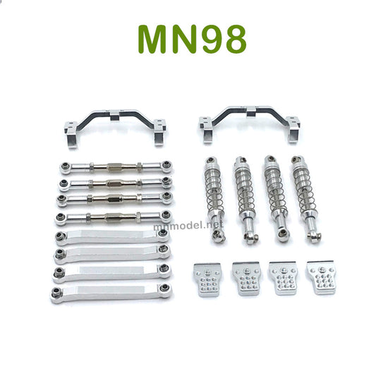 Upgrade MN MODEL MN98 RC Car parts Shock Connect Rods and Fixing Seat silver