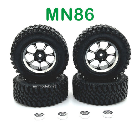 MN MODEL MN86 RC Car Upgrade parts Metal Hub and Tires black