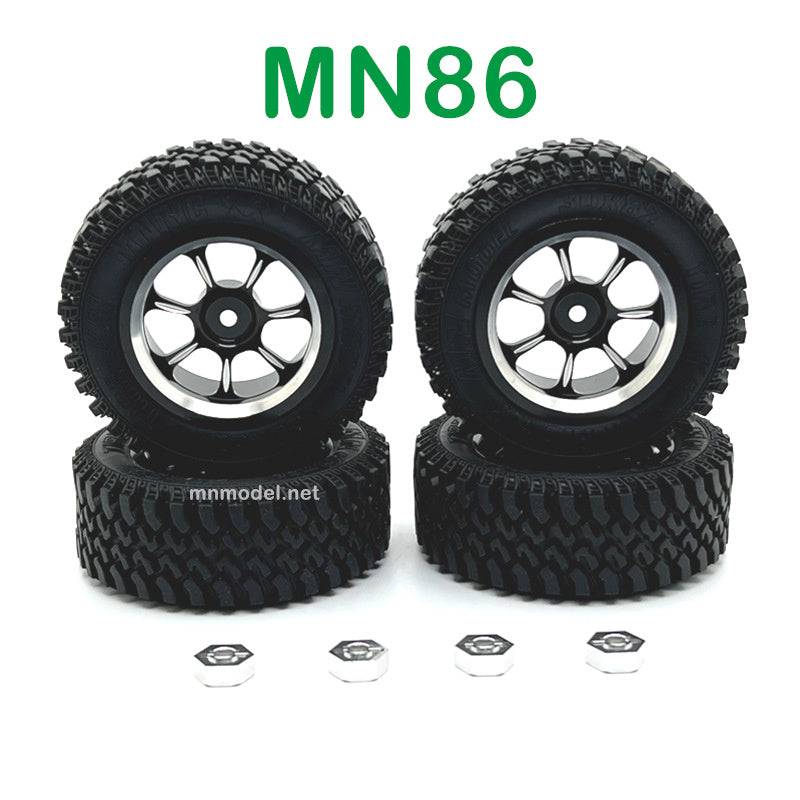 MN MODEL MN86 RC Car Upgrade parts Metal Hub and Tires black