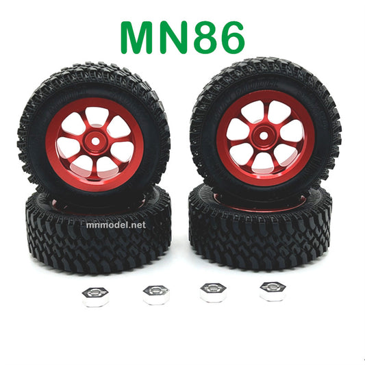 MN MODEL MN86 RC Car Upgrade parts Metal Hub and Tires red