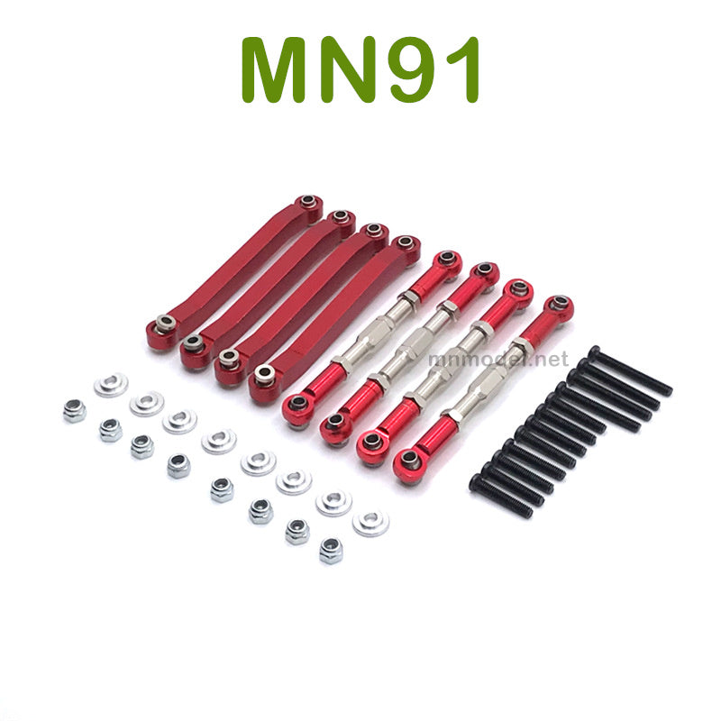 Upgrade parts For MN MODEL MN91 RC Racing Car Metal Connect Rods red