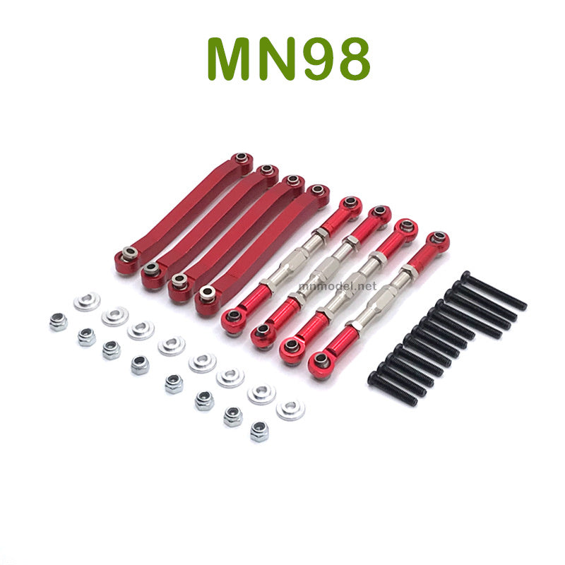 Upgrade MN MODEL MN98 RC Car parts Metal Connect Rods red