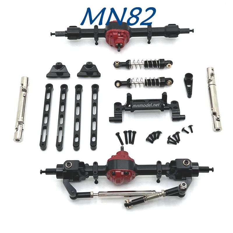 MN MODEL MN82 RC Car Upgrades Front and Rear Axles Kits Connect Rod Shocks black