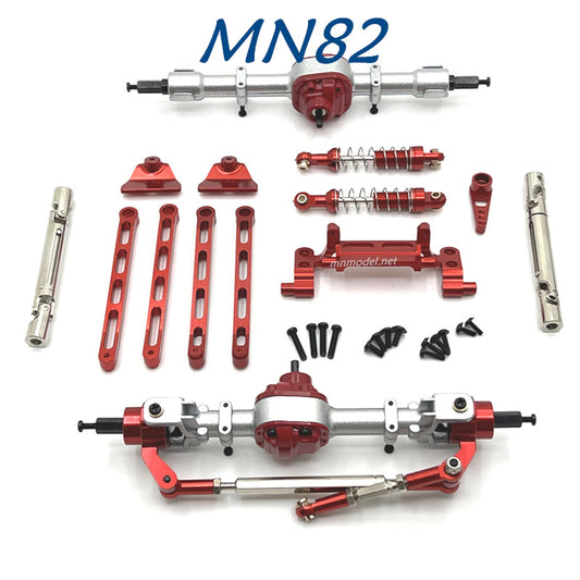 MN MODEL MN82 RC Car Upgrades Front and Rear Axles Kits Connect Rod Shocks red