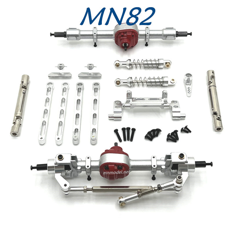 MN MODEL MN82 RC Car Upgrades Front and Rear Axles Kits Connect Rod Shocks silver